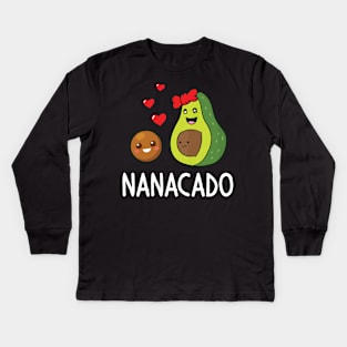 Avocados Dancing Hearts Happy Avocado Day Nanacado Grandma Kids Long Sleeve T-Shirt